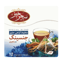 دمنوش زنجبیل و جنسینگ سحرخیز بسته 12 عددی